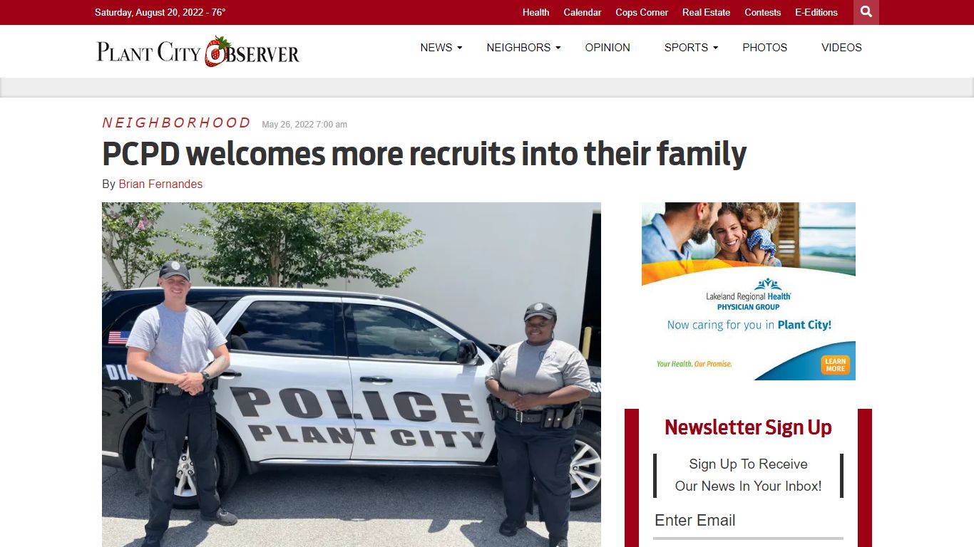 PCPD welcomes more recruits into their family - Plant City Observer